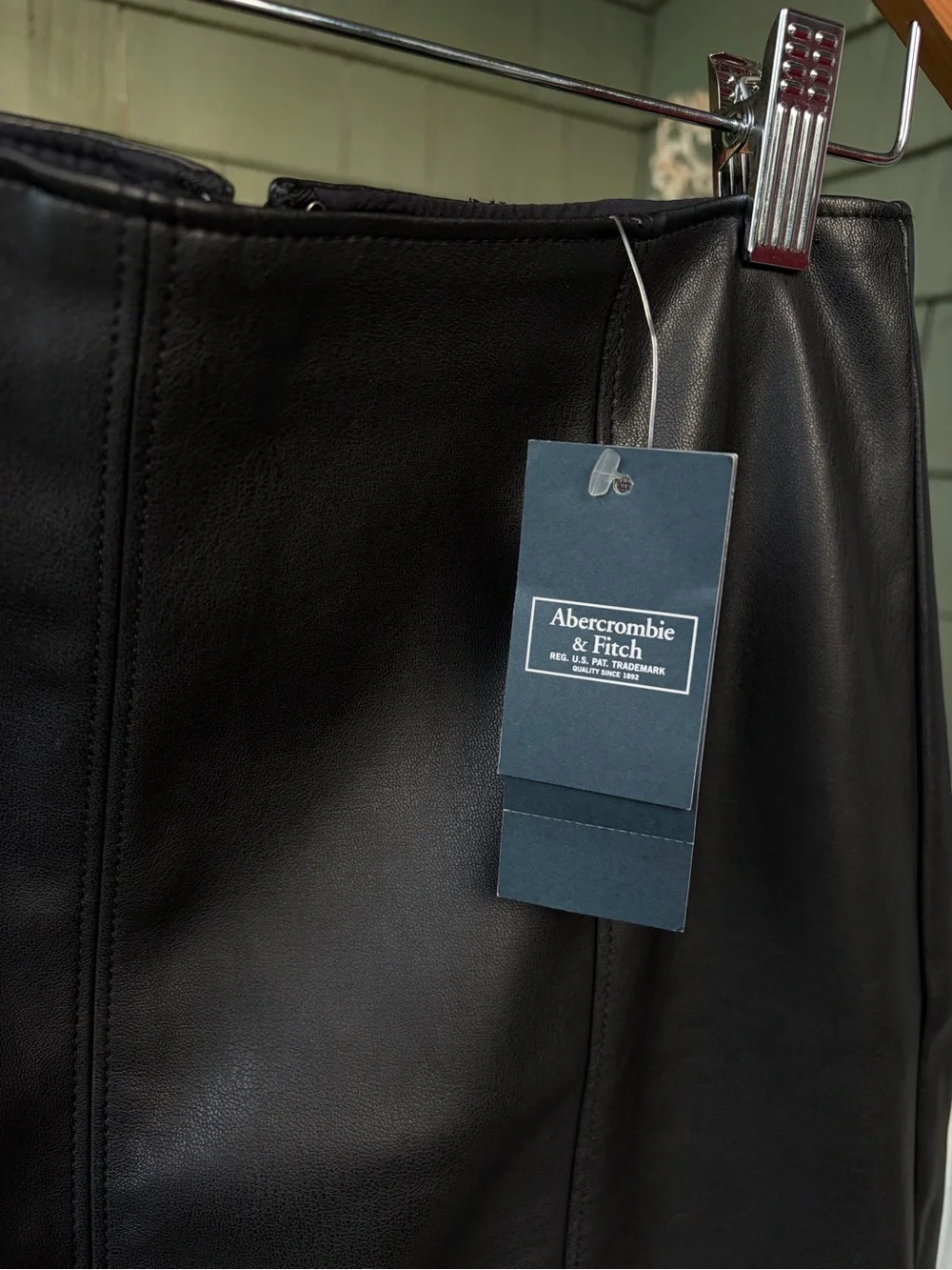 Abercrombie & Fitch Black Vegan Leather Miniskirt
